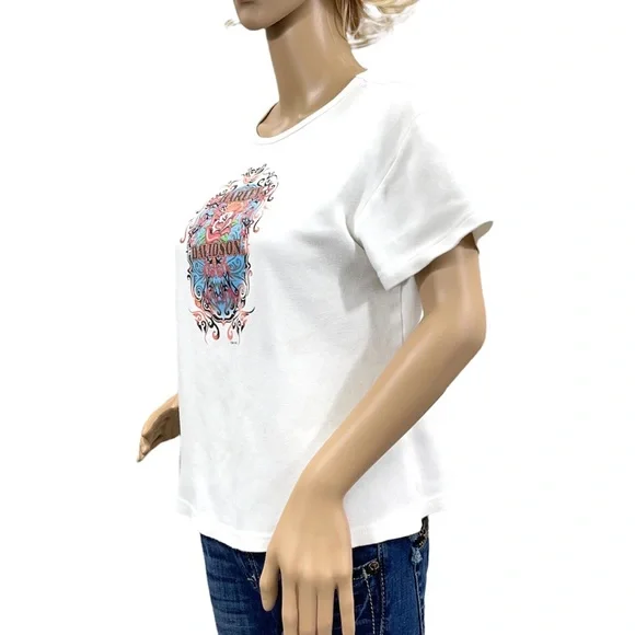 HARLEY-DAVIDSON White Woman’s Short Sleeve Tee Shirt Size XL - Picture 4 of 14
